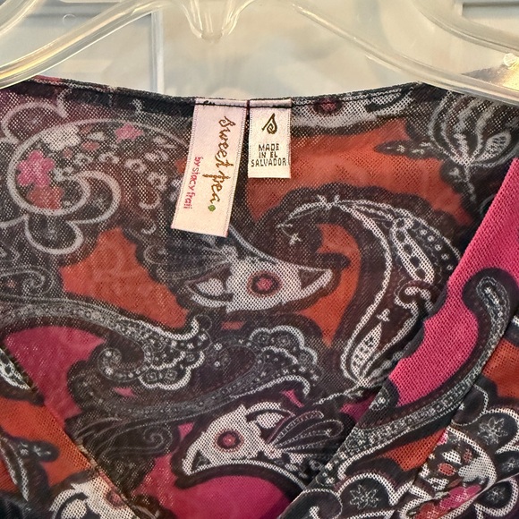 Sweet Pea Paisley Long Sleeve Top - Purple and Pink - Picture 3 of 5